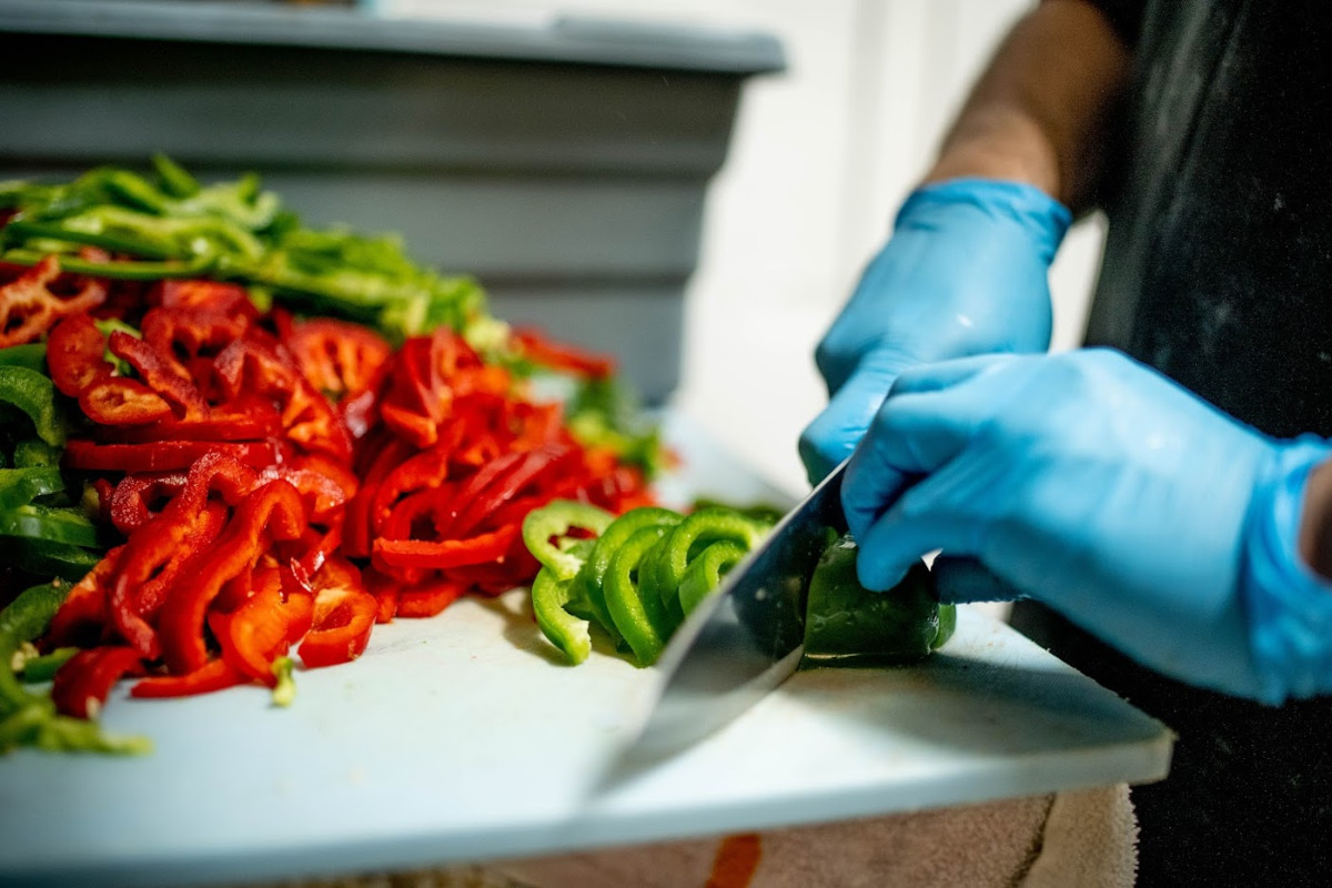 Staff preparing salad